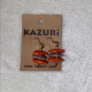 Kazuri Brown and Orange Earrings from Kenya